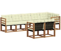 Lauko sofos komplektas su pagalve 8 pcs Natūralus ir grietinėlė