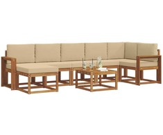 Lauko sofos komplektas su pagalve 8 pcs Natūralus ir bežinis