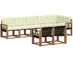 Lauko sofos komplektas su pagalve 8 pcs Natūralus ir grietinėlė
