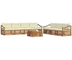 Lauko sofos komplektas su pagalve 8 pcs Natūralus ir grietinėlė