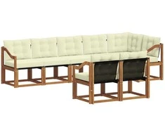 Lauko sofos komplektas su pagalve 8 pcs Natūralus ir grietinėlė