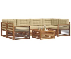 Lauko sofos komplektas su pagalve 7 pcs Natūralus ir bežinis