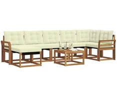 Lauko sofos komplektas su pagalve 8 pcs Natūralus ir grietinėlė