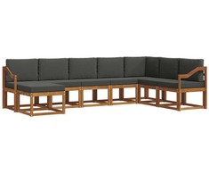 Lauko baldų komplektas Lauko sofos komplektas su pagalve 8 pcs Natūralus ir antracitas