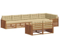 Lauko sofos komplektas su pagalve 8 pcs Natūralus ir bežinis