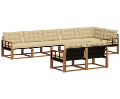 Lauko sofos komplektas su pagalve 8 pcs Natūralus ir bežinis