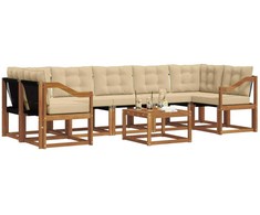 Lauko sofos komplektas su pagalve 8 pcs Natūralus ir bežinis