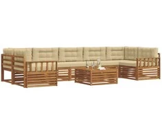 Lauko sofos komplektas su pagalve 8 pcs Natūralus ir bežinis