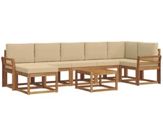 Lauko sofos komplektas 8 vnt. 7 vietos Natūralus ir bežinis