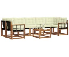 Lauko sofos komplektas su pagalve 8 pcs Natūralus ir grietinėlė