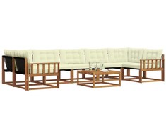 Lauko sofos komplektas su pagalve 8 pcs Natūralus ir grietinėlė