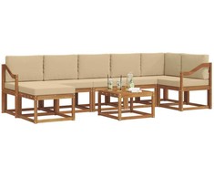 Lauko baldų komplektas Lauko sofos komplektas su pagalve 8 pcs Natūralus ir bežinis