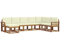 Lauko sofos komplektas su pagalve 8 pcs Natūralus ir grietinėlė