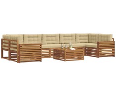 Lauko sofos komplektas su pagalve 8 pcs Natūralus ir bežinis