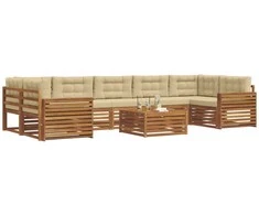 Lauko sofos komplektas su pagalve 8 pcs Natūralus ir bežinis