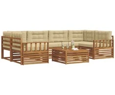 Lauko sofos komplektas su pagalve 7 pcs Natūralus ir bežinis