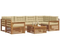 Lauko sofos komplektas 7 pcs Natūralus ir bežinis