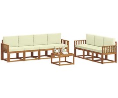 Lauko sofos komplektas su pagalve 8 pcs Natūralus ir grietinėlė