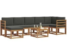 Lauko sofos komplektas su pagalve 8 pcs Natūralus ir antracitas