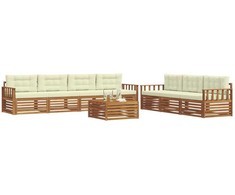 Lauko sofos komplektas su pagalve 8 pcs Natūralus ir grietinėlė