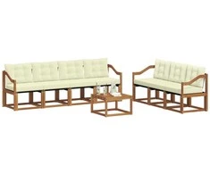 Lauko sofos komplektas su pagalve 8 pcs Natūralus ir grietinėlė