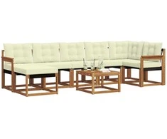 Lauko sofos komplektas su pagalve 8 pcs Natūralus ir grietinėlė