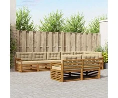 Lauko baldų komplektas Lauko sofos komplektas su pagalve 8 pcs Natūralus ir bežinis
