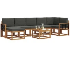Lauko baldų komplektas Lauko sofos komplektas su pagalve 8 pcs Natūralus ir antracitas