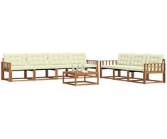 Lauko sofos komplektas su pagalve 8 pcs Natūralus ir grietinėlė