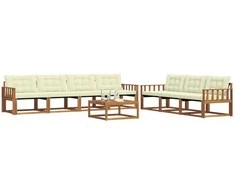 Lauko sofos komplektas su pagalve 8 pcs Natūralus ir grietinėlė