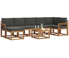 Lauko sofos komplektas su pagalve 8 pcs Natūralus ir antracitas