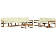 Lauko sofos komplektas su pagalve 8 pcs Natūralus ir grietinėlė