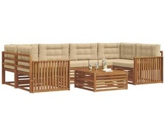 Lauko sofos komplektas su pagalve 7 pcs Natūralus ir bežinis