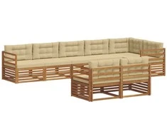 Lauko baldų komplektas Lauko sofos komplektas su pagalve 8 pcs Natūralus ir bežinis