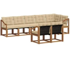 Lauko sofos komplektas su pagalve 8 pcs Natūralus ir bežinis