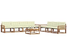 Lauko sofos komplektas su pagalve 8 pcs Natūralus ir grietinėlė