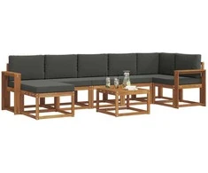 Lauko sofos komplektas su pagalve 8 pcs Natūralus ir antracitas