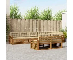 Lauko sofos komplektas su pagalve 8 pcs Natūralus ir bežinis