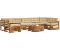 Lauko sofos komplektas su pagalve 8 pcs Natūralus ir bežinis