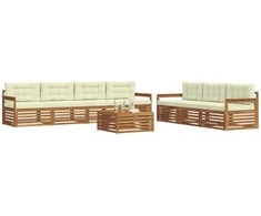 Lauko sofos komplektas su pagalve 8 pcs Natūralus ir grietinėlė