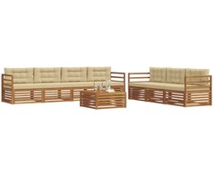 Lauko sofos komplektas su pagalve 8 pcs Natūralus ir bežinis