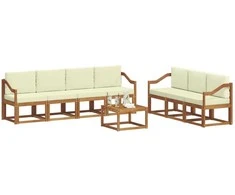 Lauko sofos komplektas su pagalve 8 pcs Natūralus ir grietinėlė