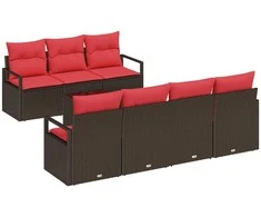 Sofos komplektas su pagalve 8 pcs Ruda ir raudona poliratanas