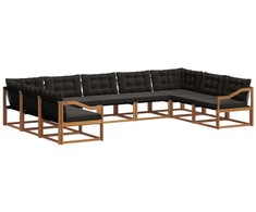 Lauko sofos komplektas su pagalve 9 pcs Natūrali ir juoda