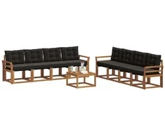 Lauko sofos komplektas su pagalve 9 pcs Natūrali ir juoda