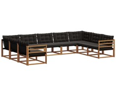 Lauko baldų komplektas Lauko sofos komplektas su pagalve 9 pcs Natūrali ir juoda
