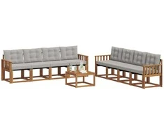 Lauko sofos komplektas 9 pcs Natūrali ir šviesiai pilka