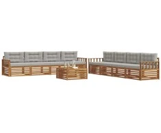Lauko sofos komplektas 9 pcs Natūrali ir šviesiai pilka
