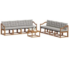 Lauko sofos komplektas 9 pcs Natūrali ir šviesiai pilka