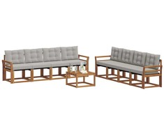Lauko sofos komplektas 9 pcs Natūrali ir šviesiai pilka